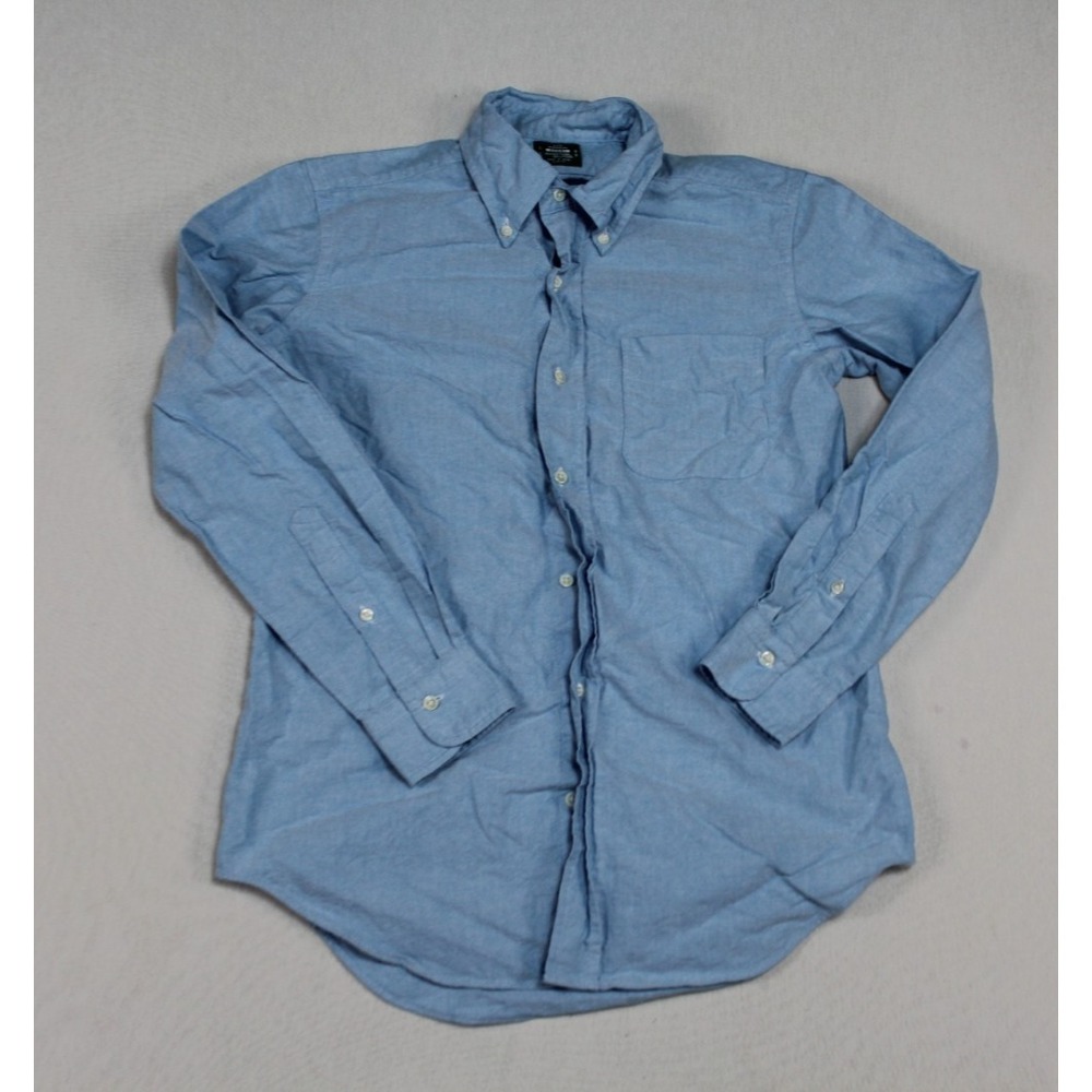 Madison Sport Men Blue Casual Button Down Shirt Makers Shirt Slim Fit Size 15.5